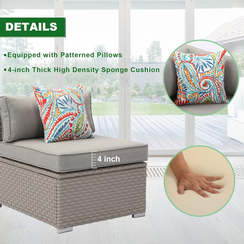 COSIEST 7-Piece Outdoor Patio Sectional Wicker Sofa With Coffee Table