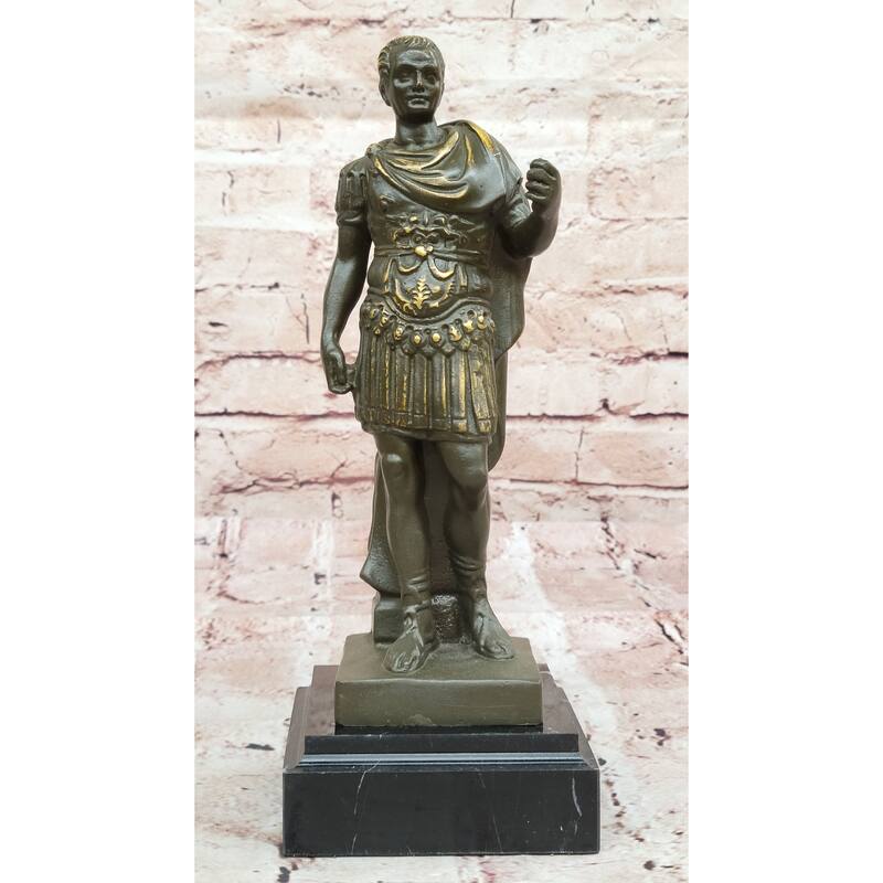 Bronze Roman Emperor Sculpture On Marble Base By Aldo Vitaleh