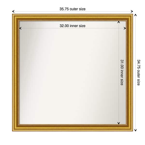 dimension image slide 24 of 139, Townhouse Gold Framed Non-Beveled Custom Wall Mirror, Bathroom Vanity Mirror