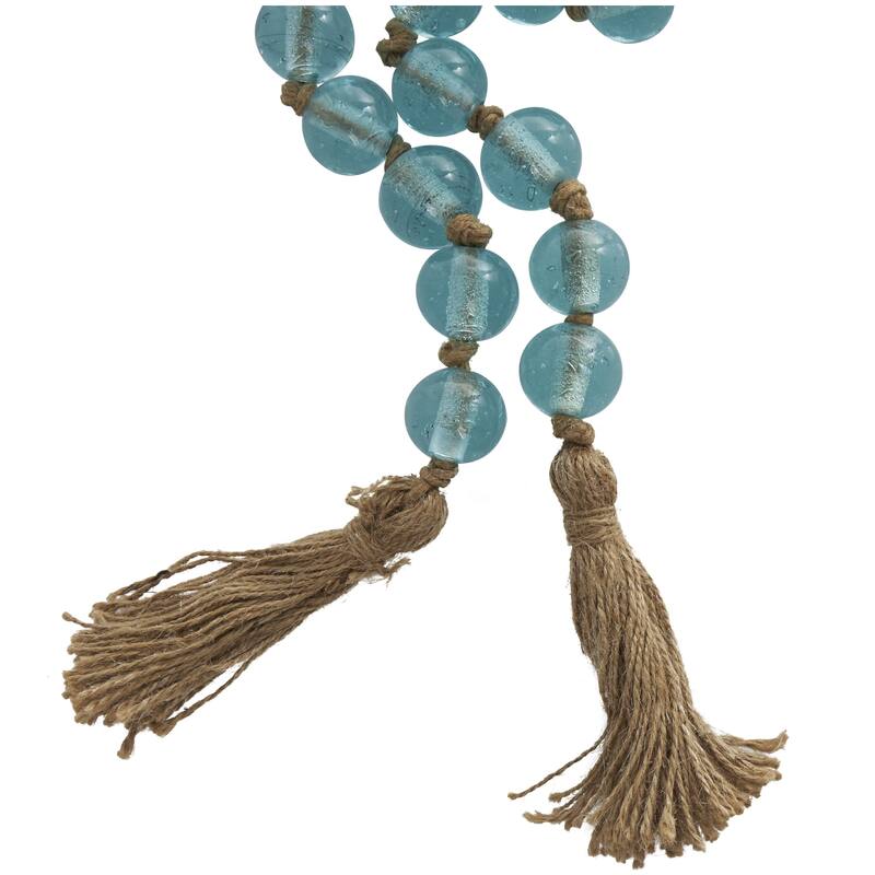 Glass Handmade Round Beaded Garland with Tassel with Knotted Brown Jute - Roche River Decor