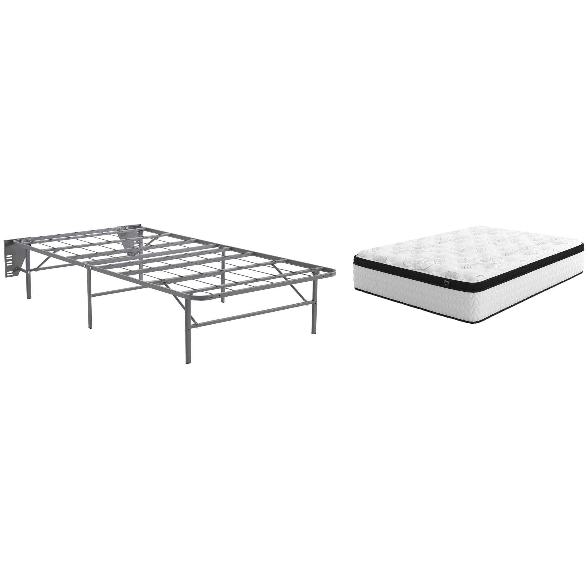 Signature Design by Ashley Chime 12 Inch Hybrid Black/White 2-Piece Twin Mattress Package