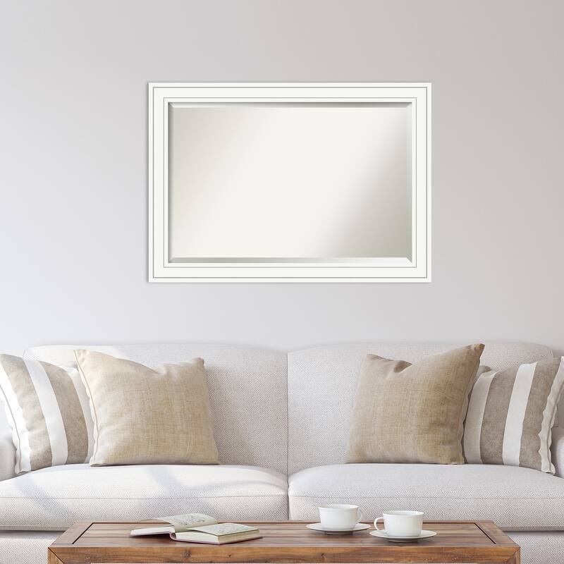 Beveled Wood Wall Mirror - Craftsman White Frame