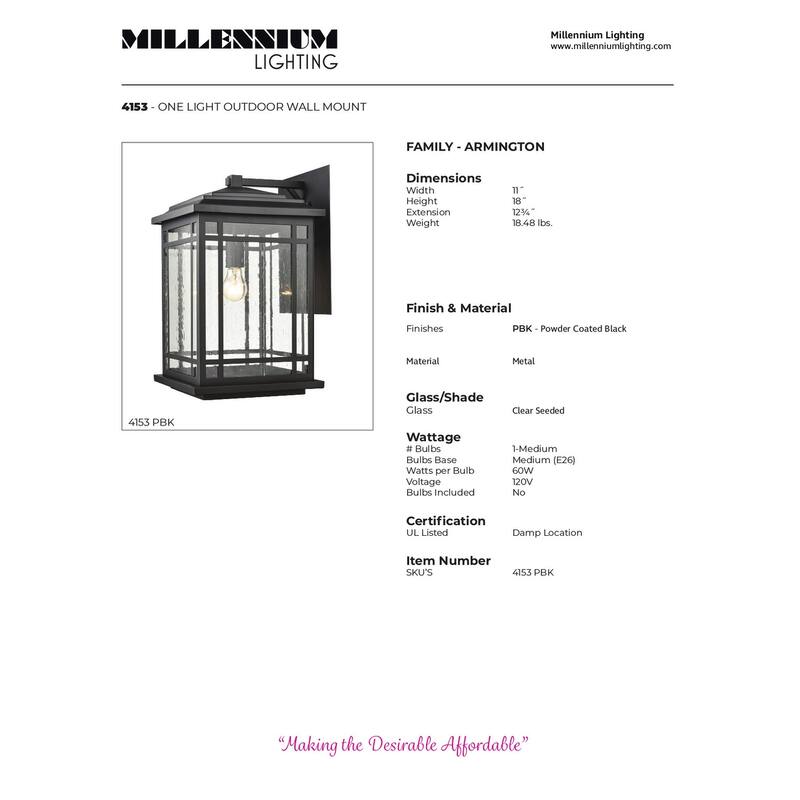 Millennium Lighting Armington Outdoor Light