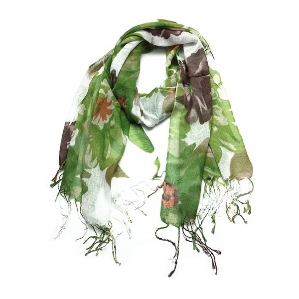Women's Fashion Floral Soft Wraps Scarves - F2 Green. Opens flyout.