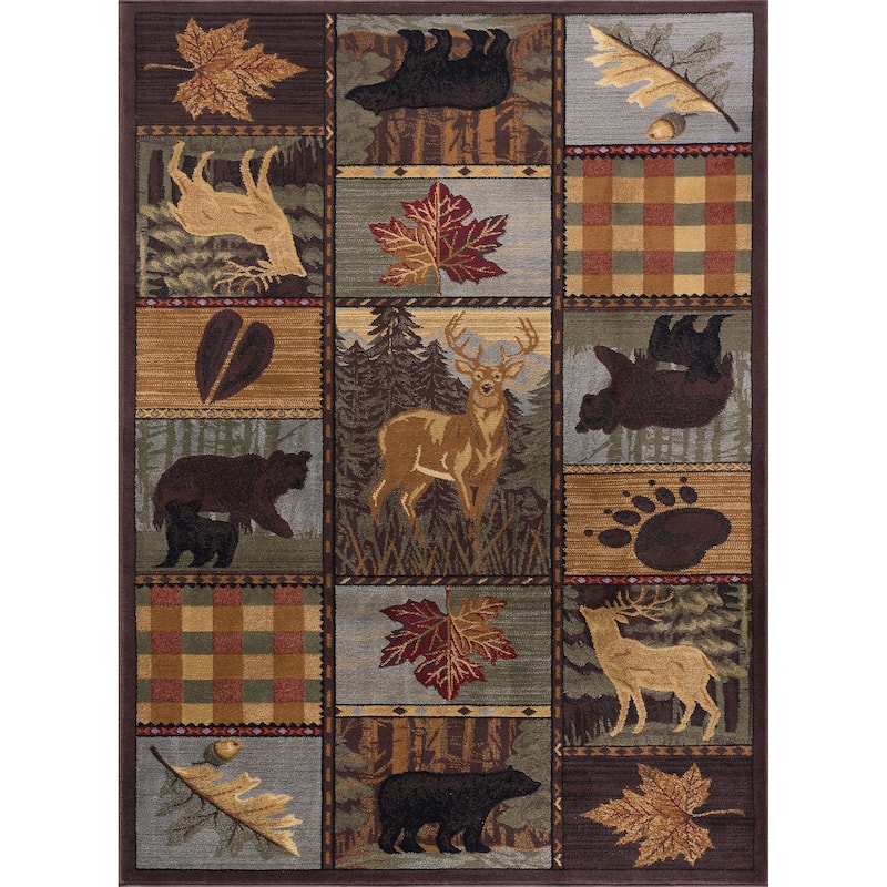 Natural Lodge Novelty Graphic Indoor Area Rug