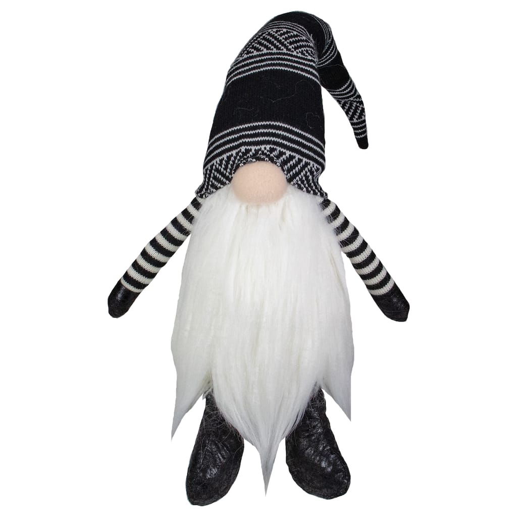 28" Black and White Gnome Plush Tabletop Christmas Decoration