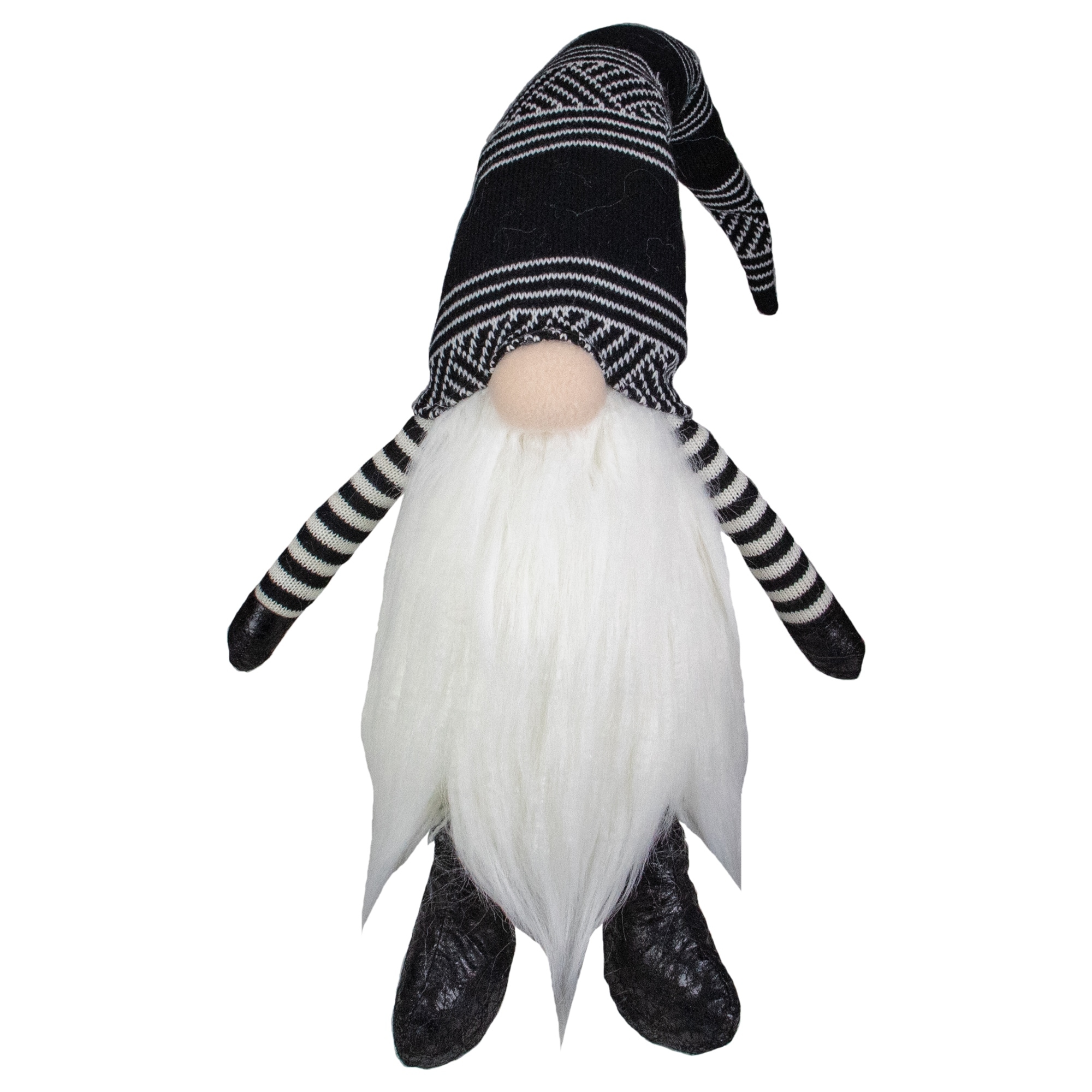 28" Black and White Gnome Plush Tabletop Christmas Decoration