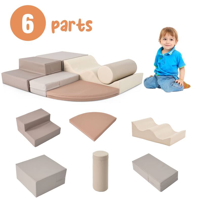 Soft Climb and Crawl Foam Playset 6 in 1,Play Equipment Climb and Crawl Playground,Kids Crawling and Climbing Play Structure