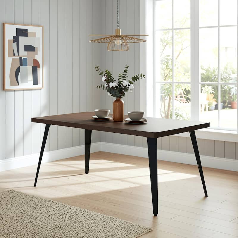 HomyLin 63-inch Dining Table Rectangular for 4-6 with Wooden Top and Metal Legs