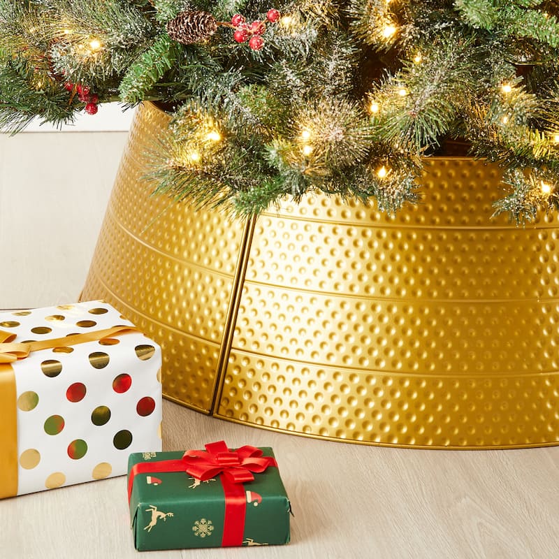 Glitzhome 40.5"D Christmas Hammered Metal Tree Collars