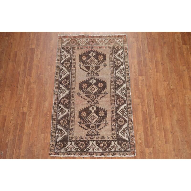 Hand Knotted Oriental 100% Wool Carpet Traditional Tribal Brown Balouch Area Rug - 5' 11'' X 3' 5''