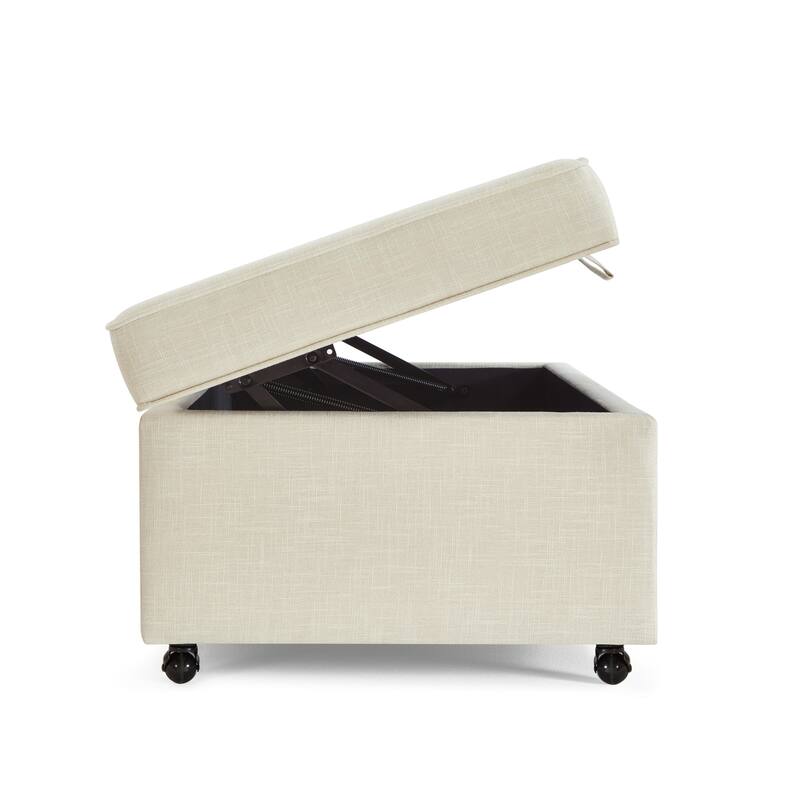 Entryway Footrest Seat with Solid Wood Frame and Swivel Casters, Upholstered Seat, Indoor Bench Storage Bench