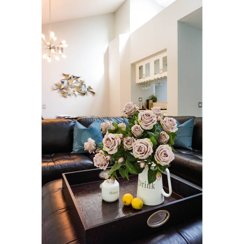 5 Stems Faux Rose and Rose Bud Flower Bush