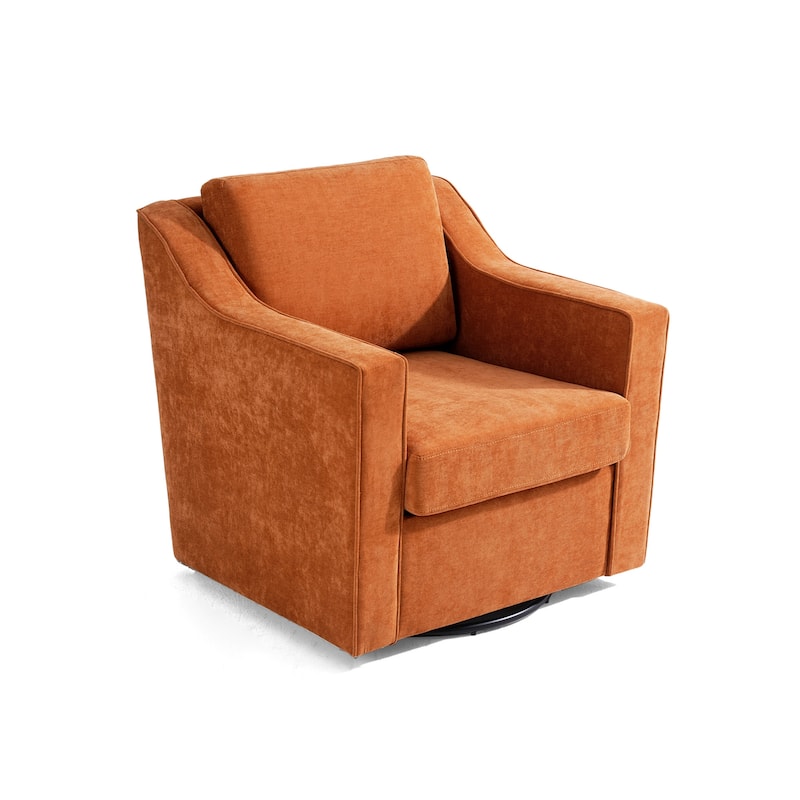 Chenille/Leather Swivel Barrel Chair(Set of 2) Modern Club Chair by UIXE