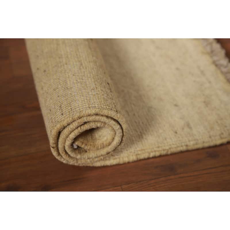 Contemporary Gabbeh Oriental Foyer Rug Hand-Knotted Solid Wool Carpet - 2'2"x 3'0"