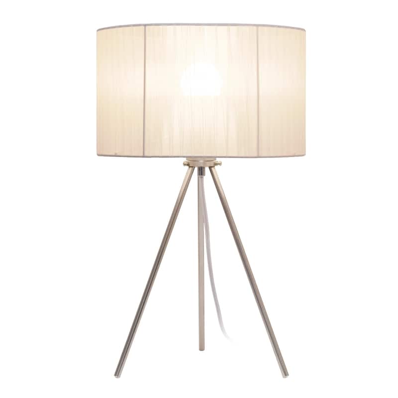Brushed Nickel Three Legged Pedestal Table Lamp with Shade - 19.75" - Silver and White