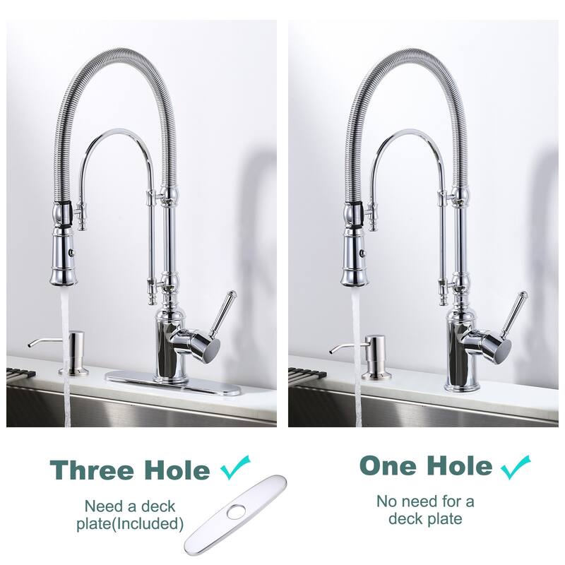 WOWOW Single Handle Gooseneck Pull Down Sprayer Kitchen Faucet