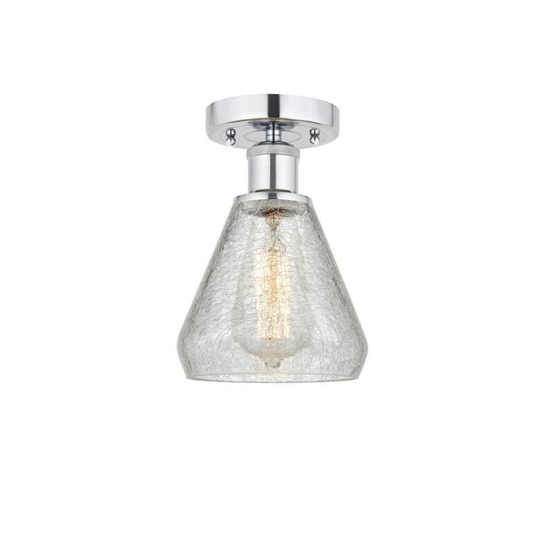 Innovations Lighting Edison Conesus - 1 Light 6" Semi-Flush Mount - Polished Chrome/Clear Crackle