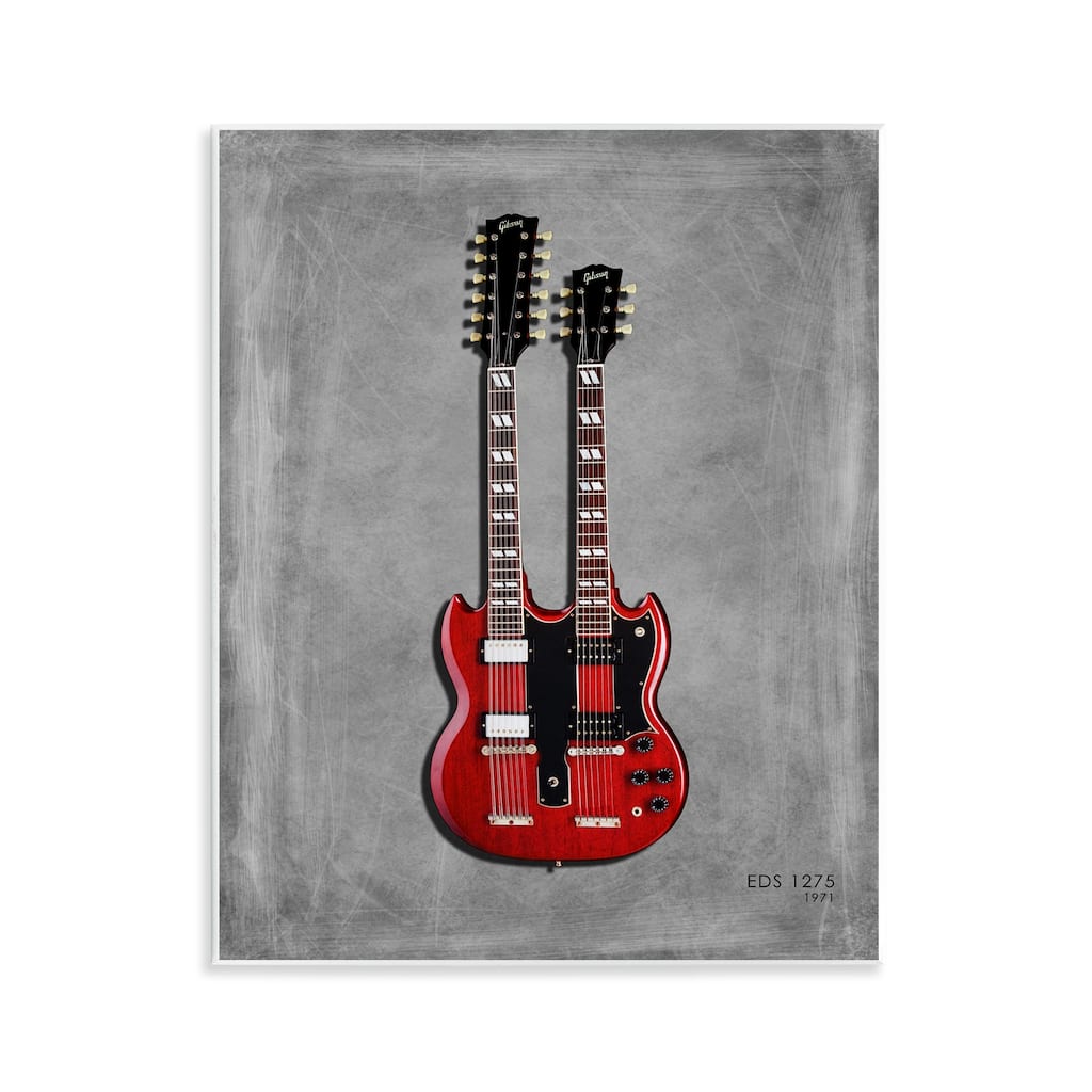 Stupell Red Double Neck Guitar Wall Plaque Art Design By Mark Rogan