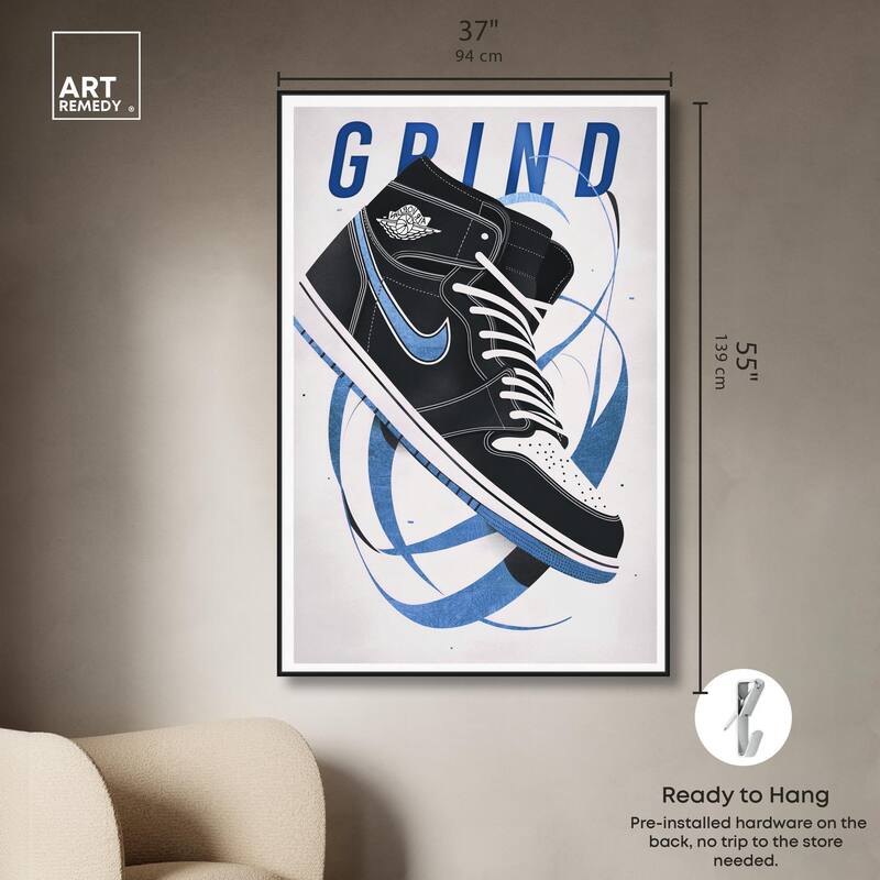 Blue Ribbon Sneaker Canvas by Art Remedy