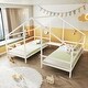 preview thumbnail 3 of 10, Metal Double Twin Size Triangular House Beds with Built-in Table