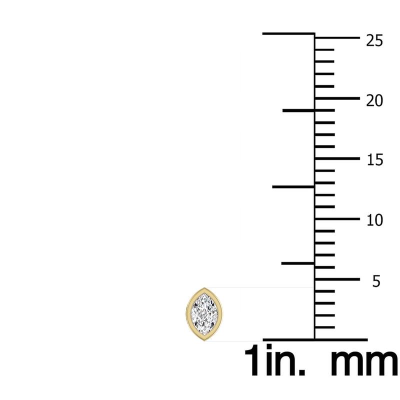 Marquee Lab Grown 1/4 Carat Marquise Bezel Set Diamond Solitaire Earrings in 14K Yellow Gold