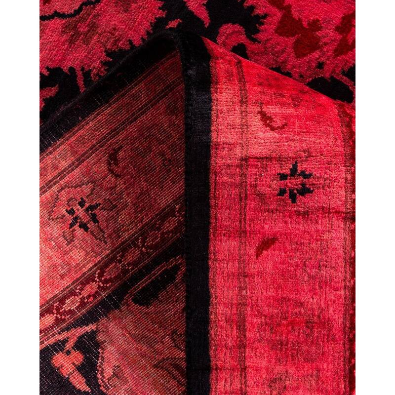 Overton Hand Knotted Wool Vintage Inspired Modern Contemporary Overdyed Red Runner Rug - 2' 6" x 12' 10"