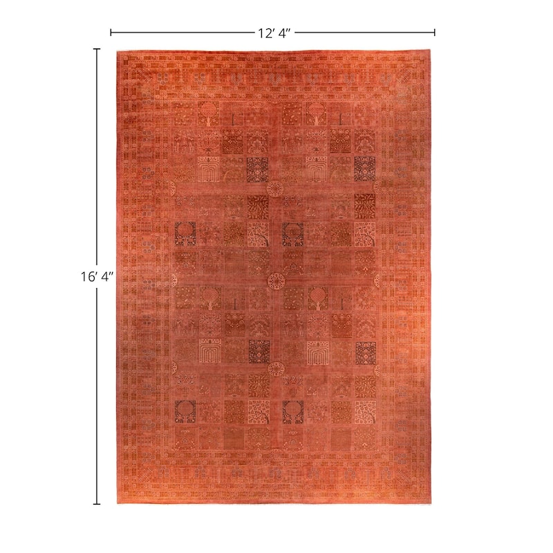 Overdyed, One-of-a-Kind Hand-Knotted Area Rug - Pink - 12' 4" x 16' 4"
