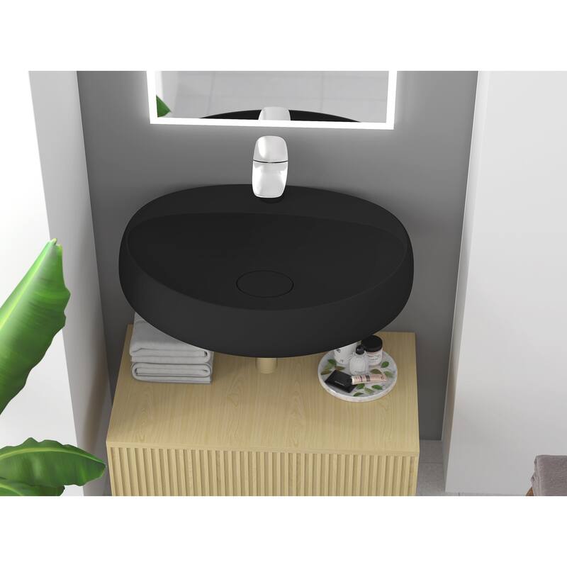 Rosaria 24" Matte Black Porcelain Wall Mounted Bathroom Sink