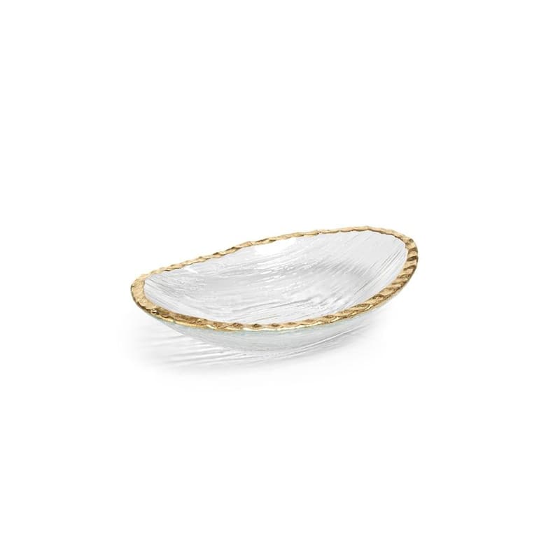 Cassiel Clear Bowls with Jagged Gold Rim, Set of 3