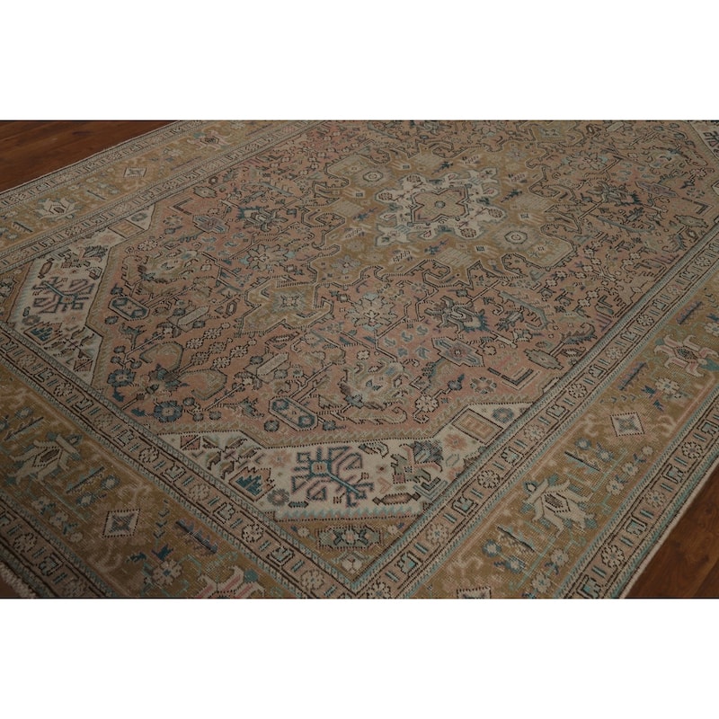 Geometric Tabriz Persian Area Rug Handmade Wool Carpet - 6'5" x 9'7"