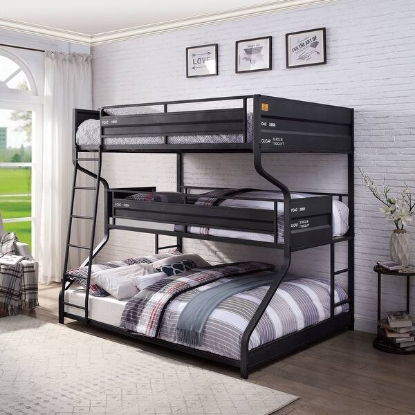 Furniture Of America Stelle Black Full Over Twin Over Queen Bunk Bed