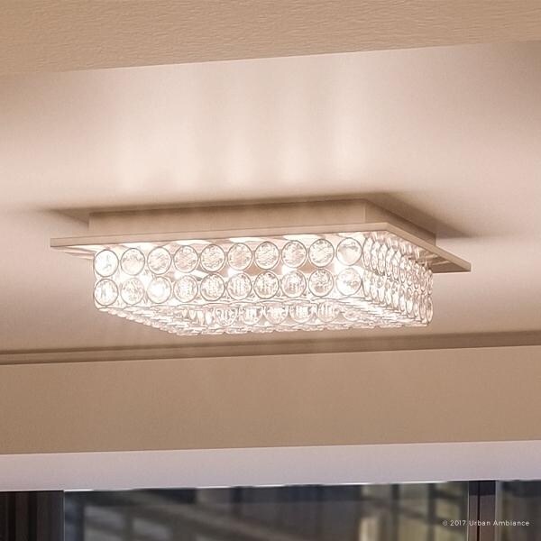 Luxury Crystal Flush Mount Led Ceiling Light 4 H X 12 5 W With Modern Style Polished Chrome Finish