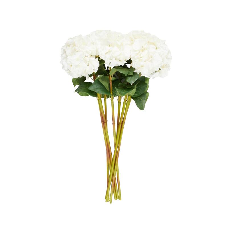 Faux Foliage Hydrangea Tall Artificial Flower Stem - Set of 8 White - Roche River Decor