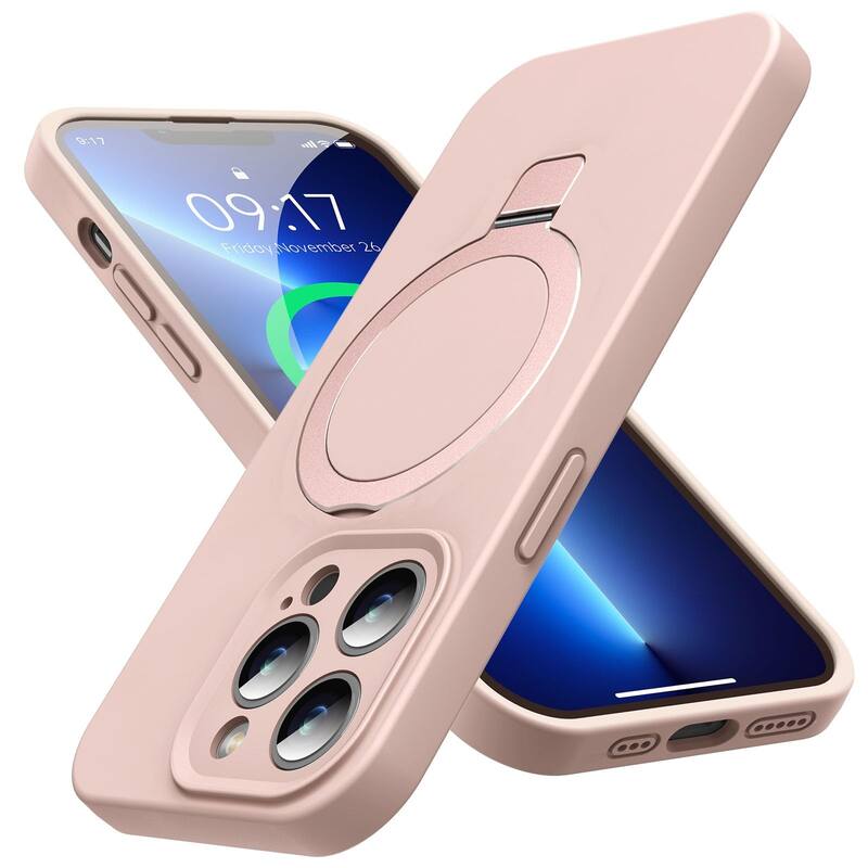6.1in iPhone 13 Pro Case, Liquid Silicone, Moisturizing Factor, Extreme Soft Slim Phone Case with Stand, Compatible with MagSafe