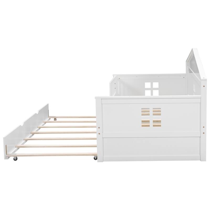 Twin size Wooden Daybed with Trundle and sensor light, Easy to assemble, suitable for bedroom