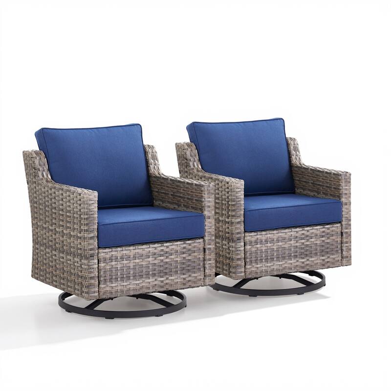 Pocassy Wicker Patio Glider Swivel Chair Ottoman Furniture Set.