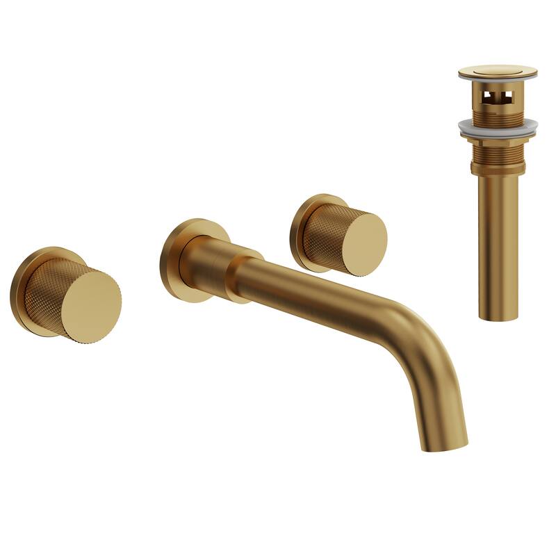 Wall Mount Stainless Steel Bathroom Sink Faucet 3 Hole 2 Handles Bathroom Faucet