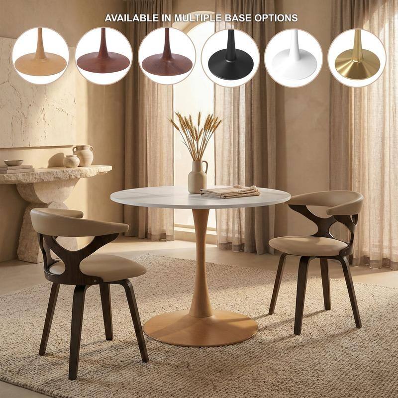 Bristol Modern 31" Round Sintered Stone Dining Table with Pedestal Base - Minimalist Scratch-Resistant Kitchen Table