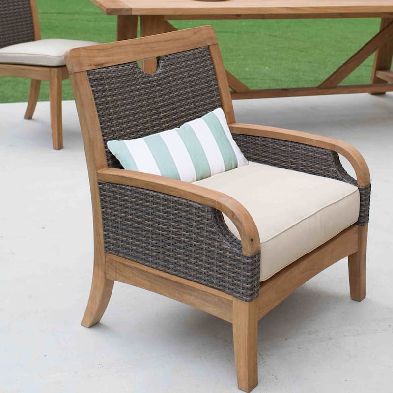 Cambridge Casual Palma 3-piece Teak Wicker Outdoor Chat Set with FREE Pillow