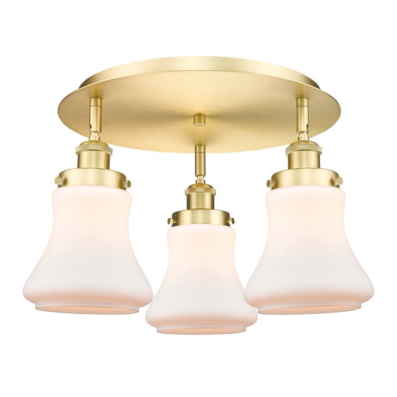 Innovations Lighting Bellmont - 3 Light 18" Flush Mount - Satin Gold/Matte White