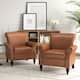 Mid-Century Modern Accent Chairs with Nailhead Trim - Faux Leather - Brown-2set