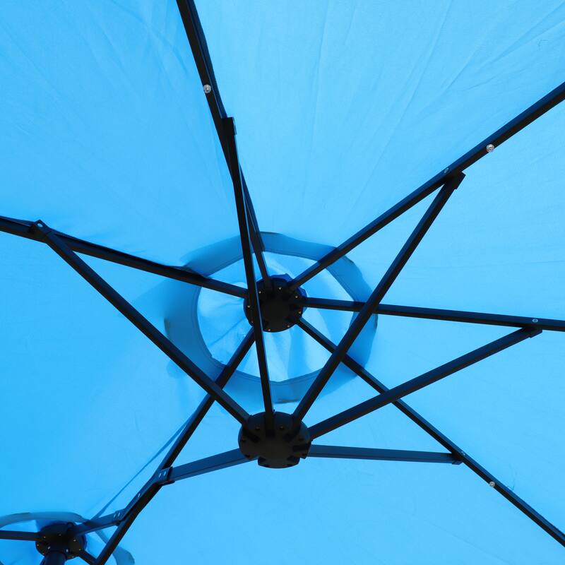 Outstanding Double-Sided Rectangular Patio Umbrella with Light and Base for Outdoor Enjoyment