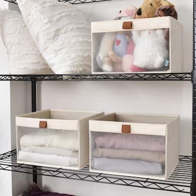 3-Pack Fabric Storage Bins, Collapsible Closet Organizers for Clothes, Blankets
