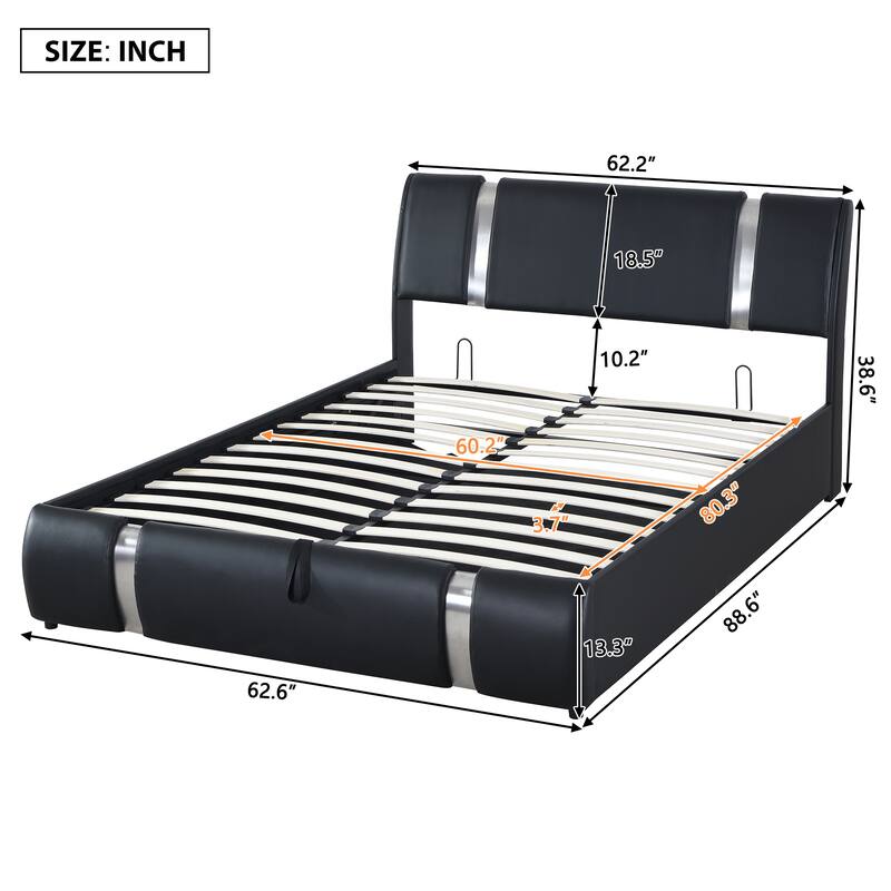 Queen Size Platform Bed Lift Up Upholstered Platform Bed with a