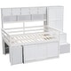 preview thumbnail 9 of 12, Full Size Wooden Loft Bed Big Storage with Under-bed Desk, with Drawers, with Shelves, Gray