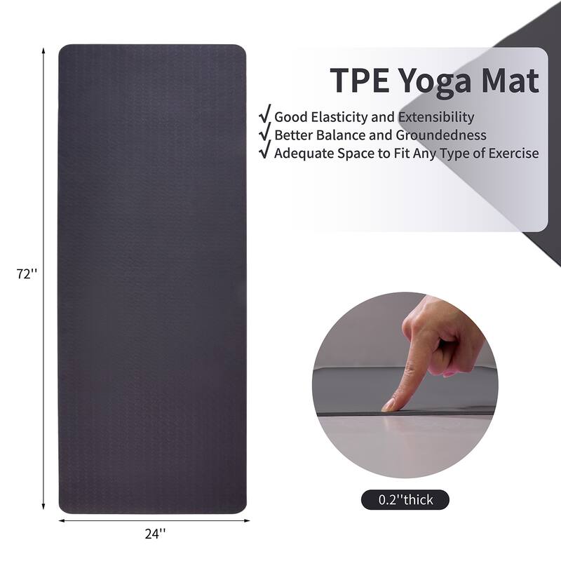 72"x24" Non-Slip TPE Yoga Mat, Exercise Mat for Pilates and Home