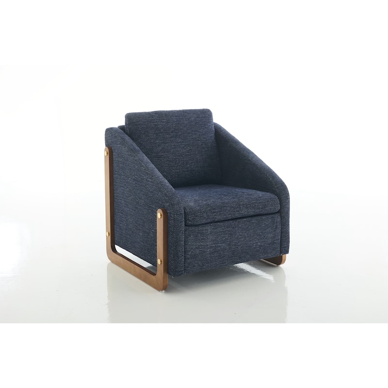 Modern Upholstered Armchair with Wooden Side Frame , Accent Leisure Chair with Cushioned Seat and Backrest