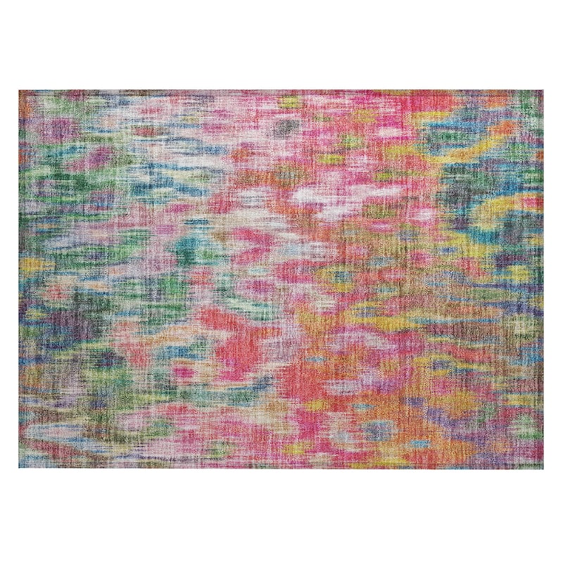 Machine Washable Indoor/Outdoor Modern Watercolor Chantille Rug
