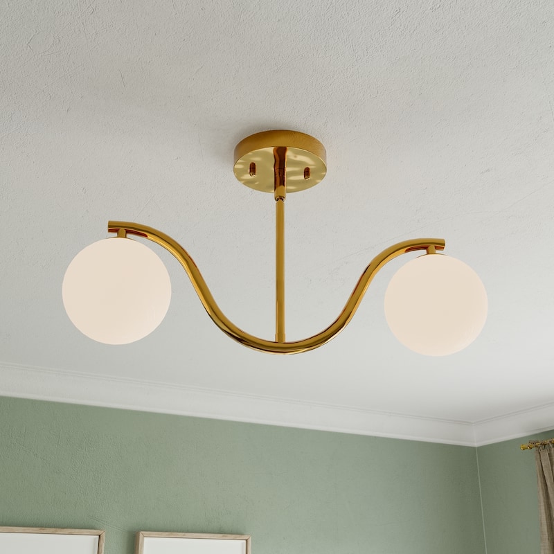 Acroma Modern Dimmable Glass Semi Flush Mount Ceiling Lighting